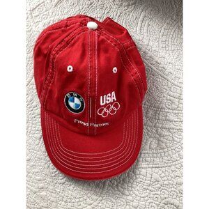 BMW USA Olympics Red Baseball Cap*Proud Partner Logo*Strapback*Team Apparel USOC